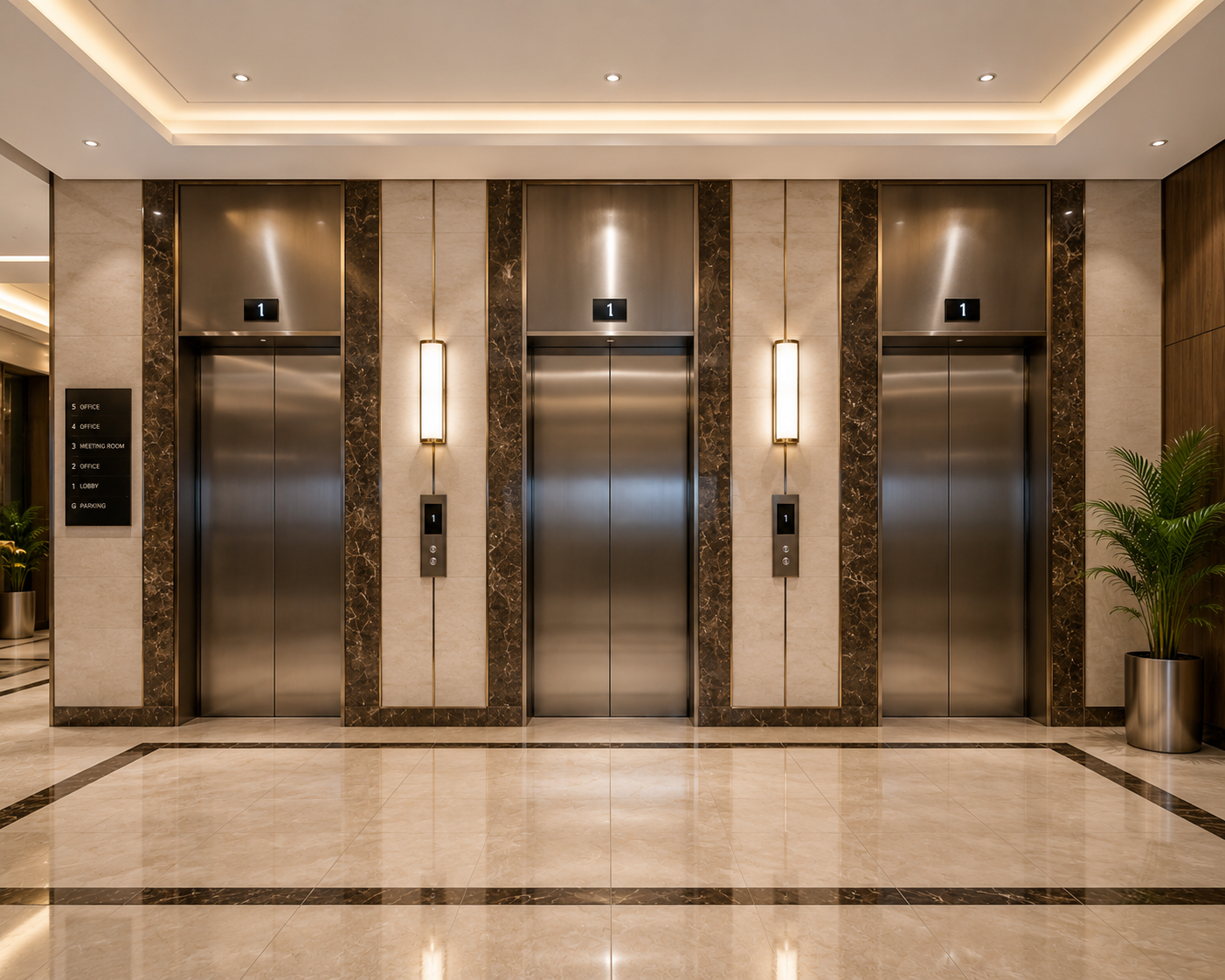 Passenger elevator lobby