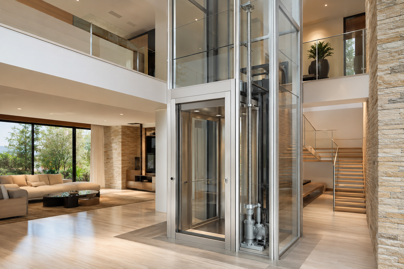 Screw type villa elevator